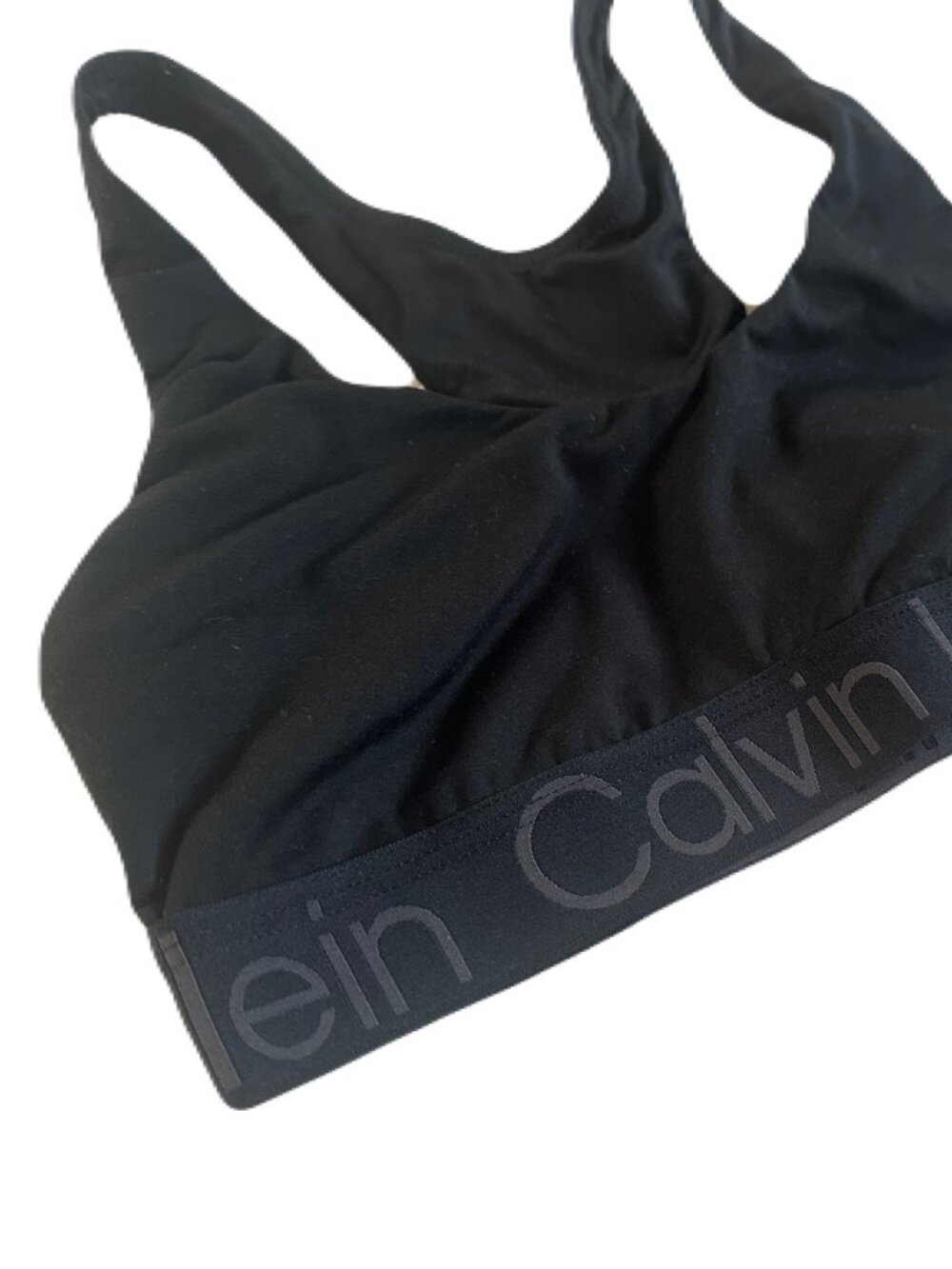 Calvin Klein Racerback Sports Bra Unlined Bralette Black Size Small